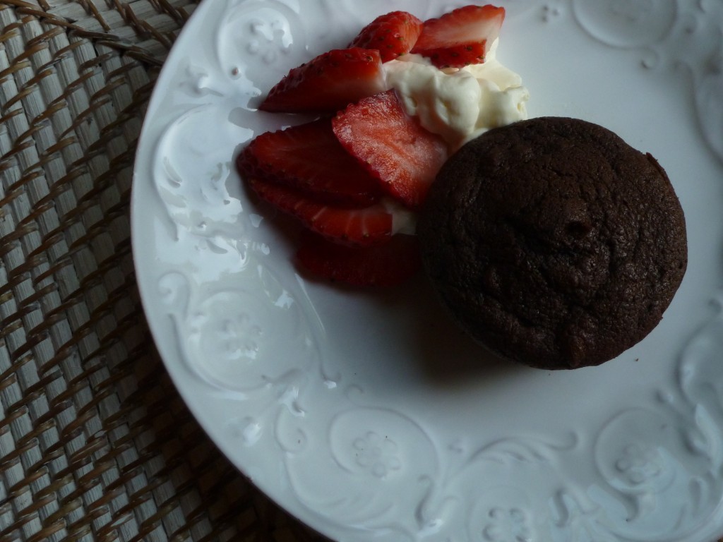 Chocolate Beet Cake with Strawberries and Whipped Cream