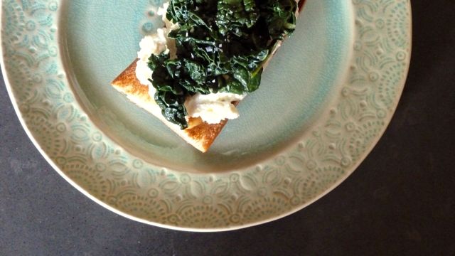 Kale and Ricotta Tartine