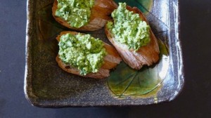 Arugula Fava Bean Crostini